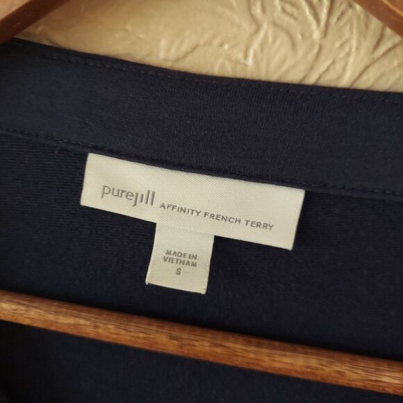 J Jill Purejill Affinity French Terry Blue Shift Dress 3/4 Sleeve Midi Sz Small - Picture 3 of 9